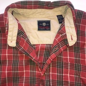Wrangler Mens L Large Plaid Red Button Up Flannel
